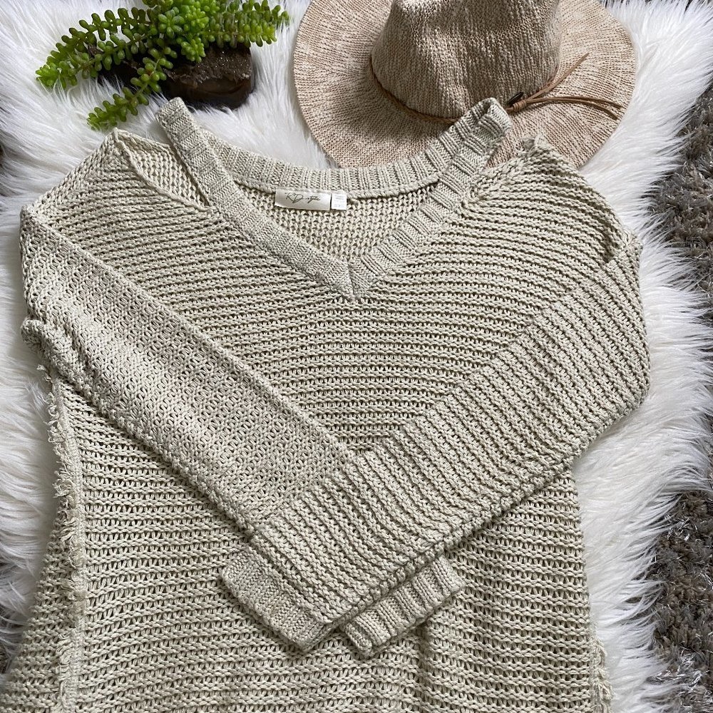 RD Style Sweater Cold Shoulder Beige Sweater XS